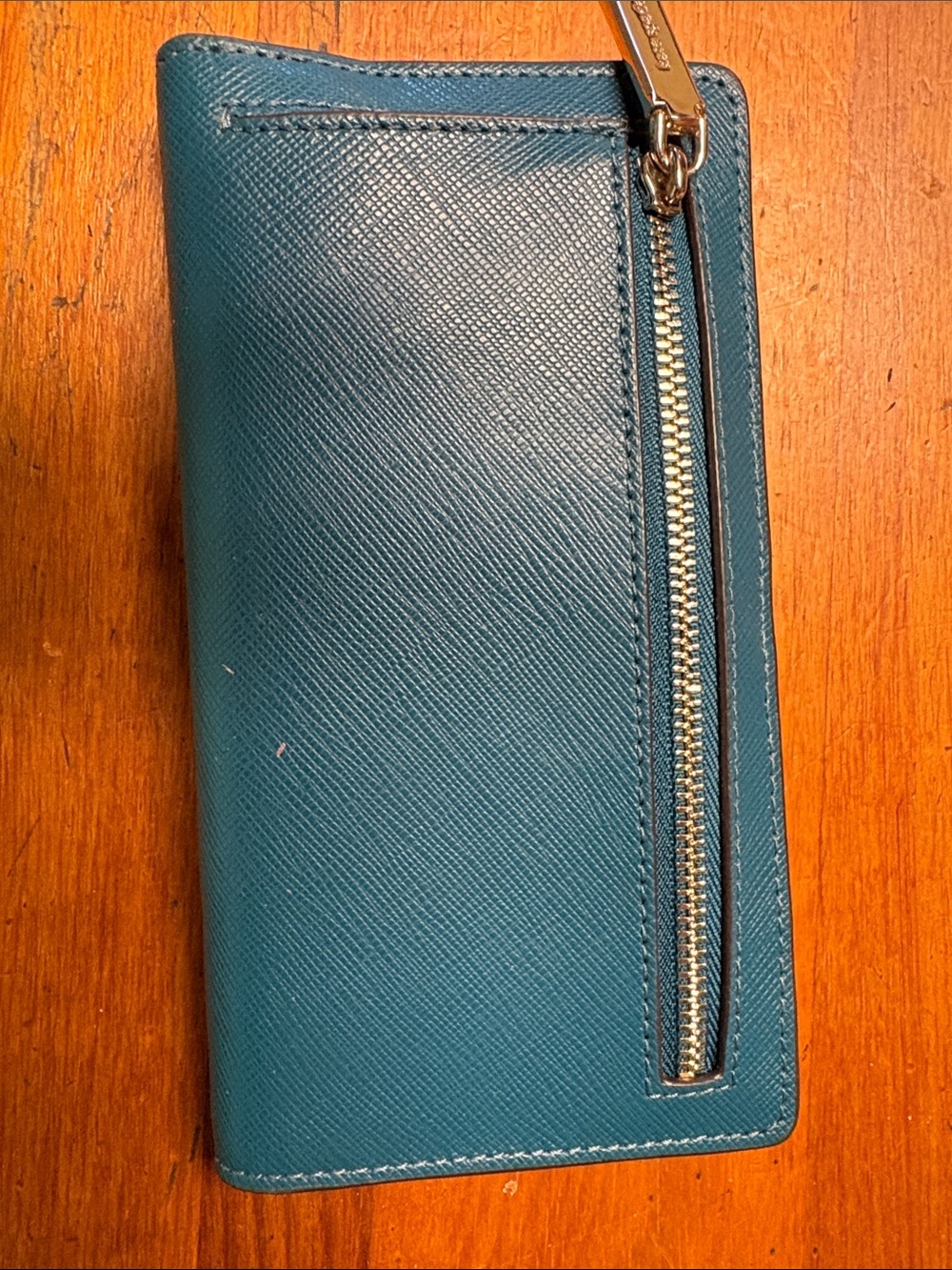 kate spade teal leather wallet with gold logo - Picture 3 of 3